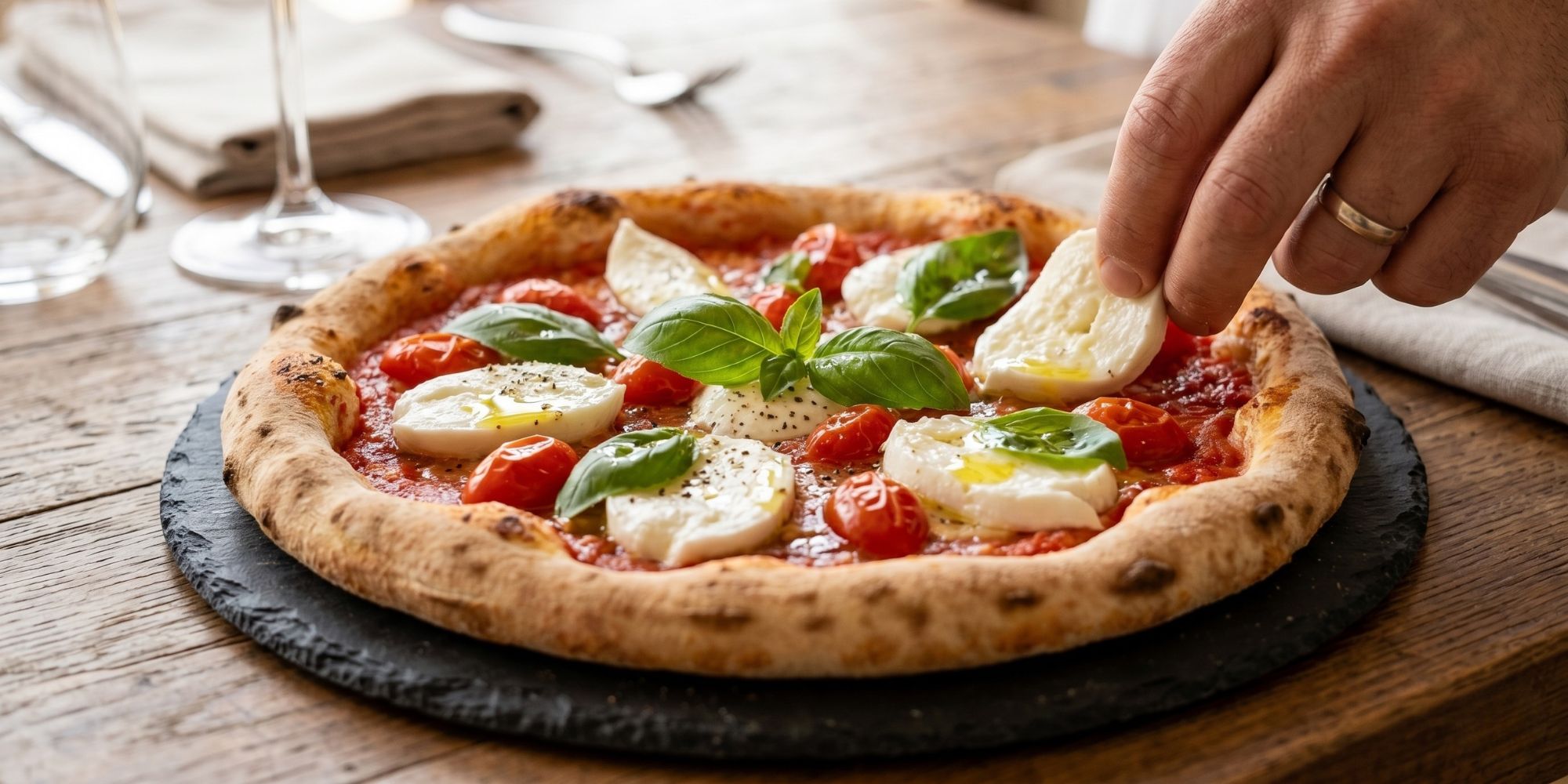 Pizza gourmet con Mozzarella di Bufala Campana DOP Selezione Castelluccio Food